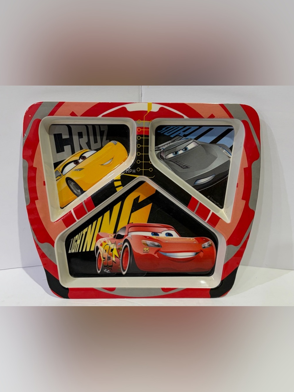 2017 Disney Pixar Cars 3 Lightning McQueen 3-Compartment Plate